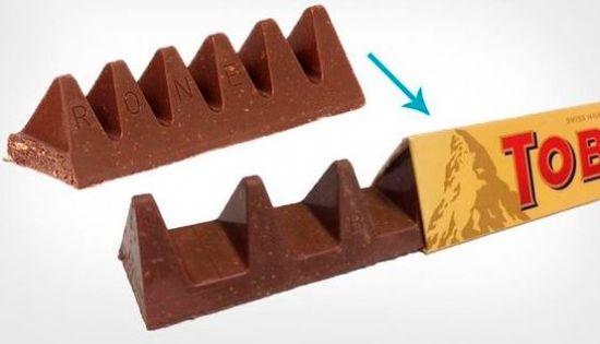 슈링크플레이션의 대표적 예시(스위스 초콜릿 제조업체 '토블론' 제품)